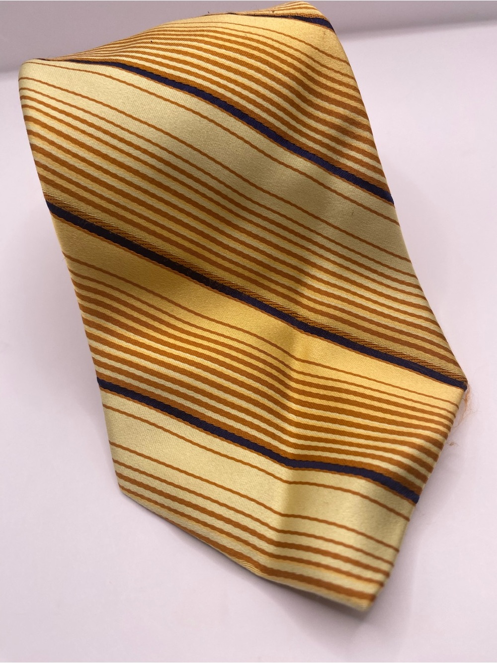 Ted Baker Gold and Yellow Striped Silk Tie with Paisley Tip